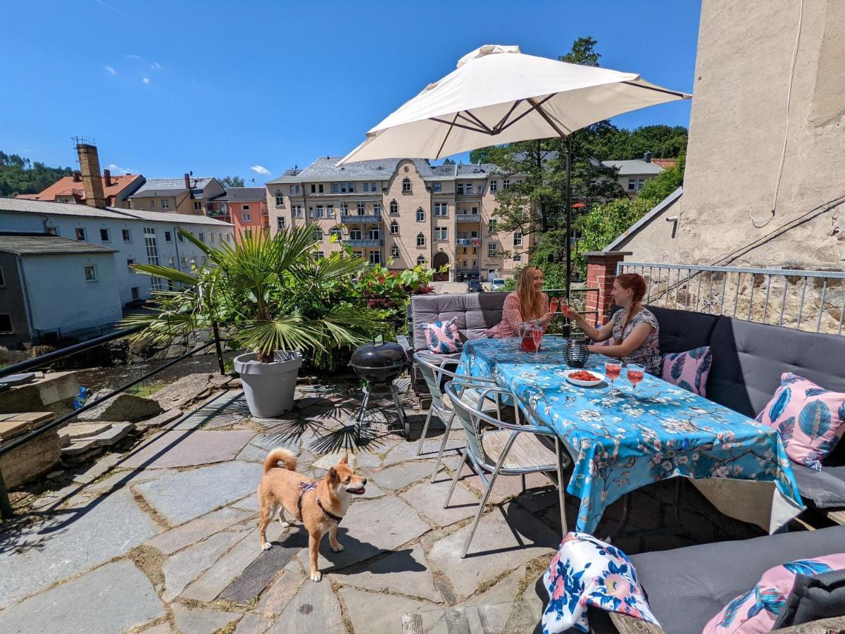 Urlaubstraum Mit Pool, Terrasse & Fluss Im Garten - Ut Lejlighed Sebnitz Eksteriør billede